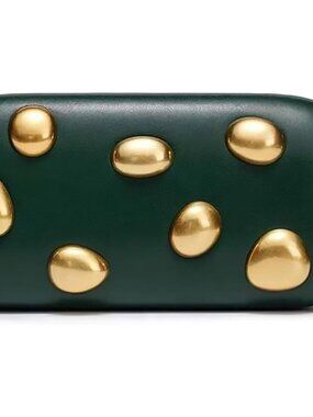 Women Green Leather Handbag Detachable Crossbody Shoulder Evening Wedding Bag